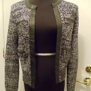 Club Monaco Joey Open Textured Sweater Black & Blu